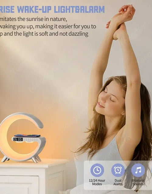 Load image into Gallery viewer, Multifunctional Wireless Charger Alarm Clock Speaker
