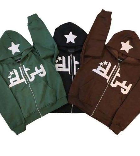 Star Letter Print Hoodies