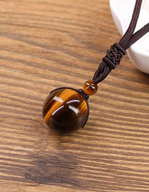 Load image into Gallery viewer, Tiger Eye Stone Pendant Necklace
